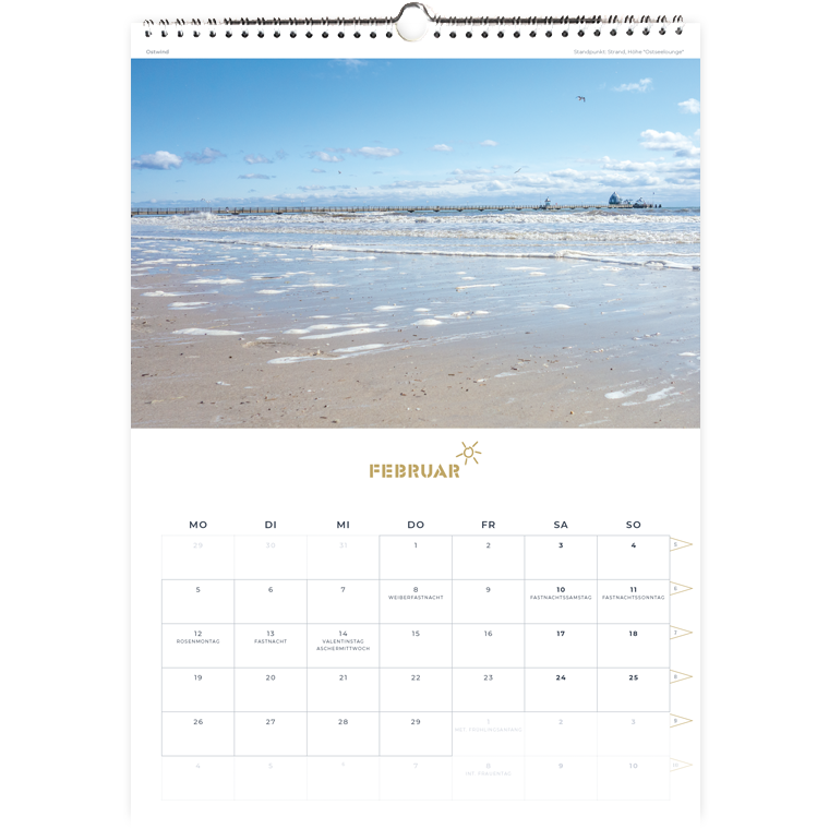 Grömitz A3 Wand-Kalender 2024 - Februar